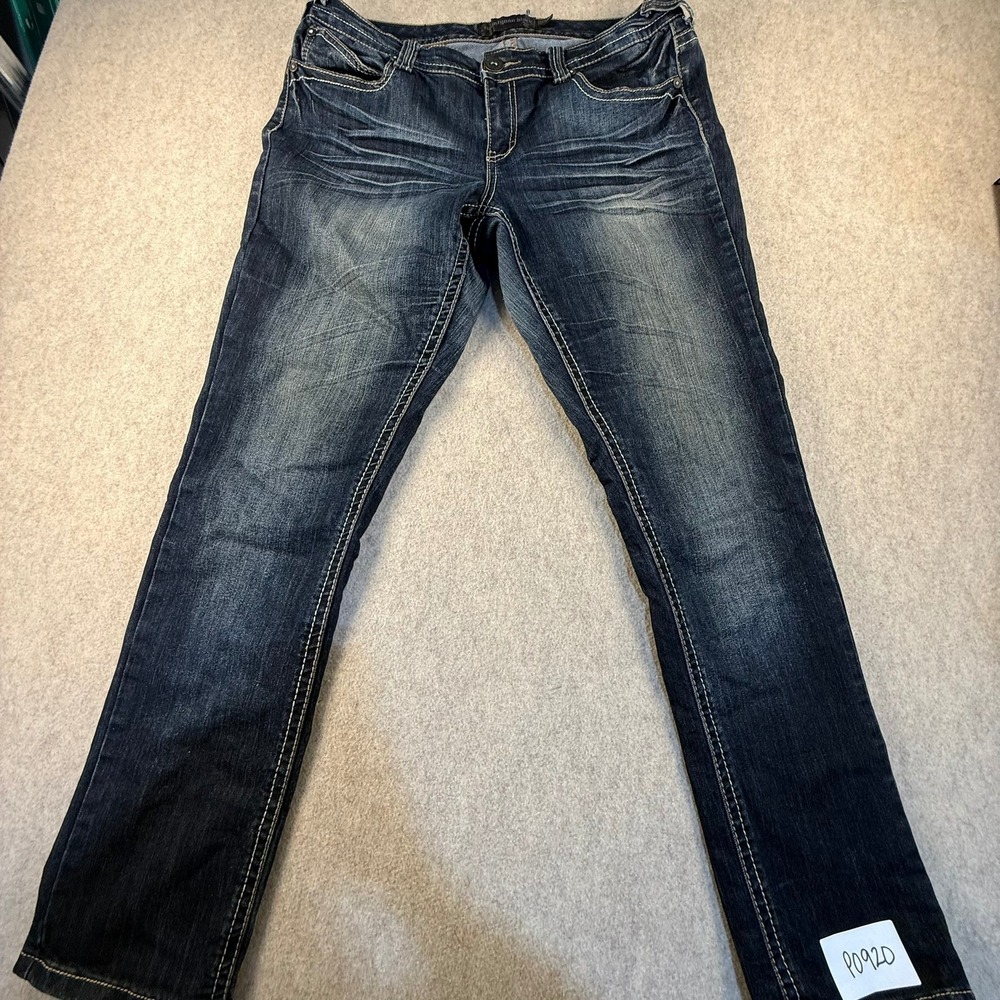 Twentyone Black by Rue21 Dark Wash Straight Leg Embroidered Jeans 11/12R